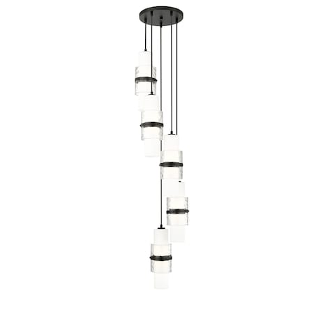 Z-Lite Cayden Chandelier, 5-Light, 12 In.W x 16.75 In.H, Matte Black/Clear + Etched Opal 1946P-5R-MB